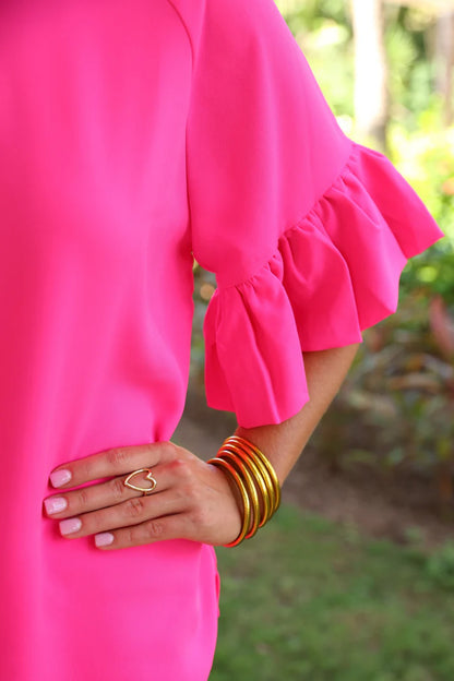 Pink Rebecca Ruffle Sleeve Top