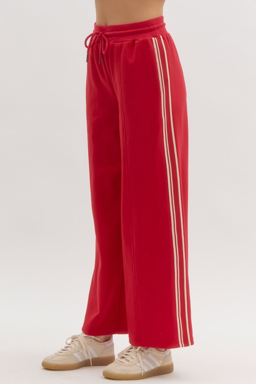 Red Jersey Wide Leg Joggers