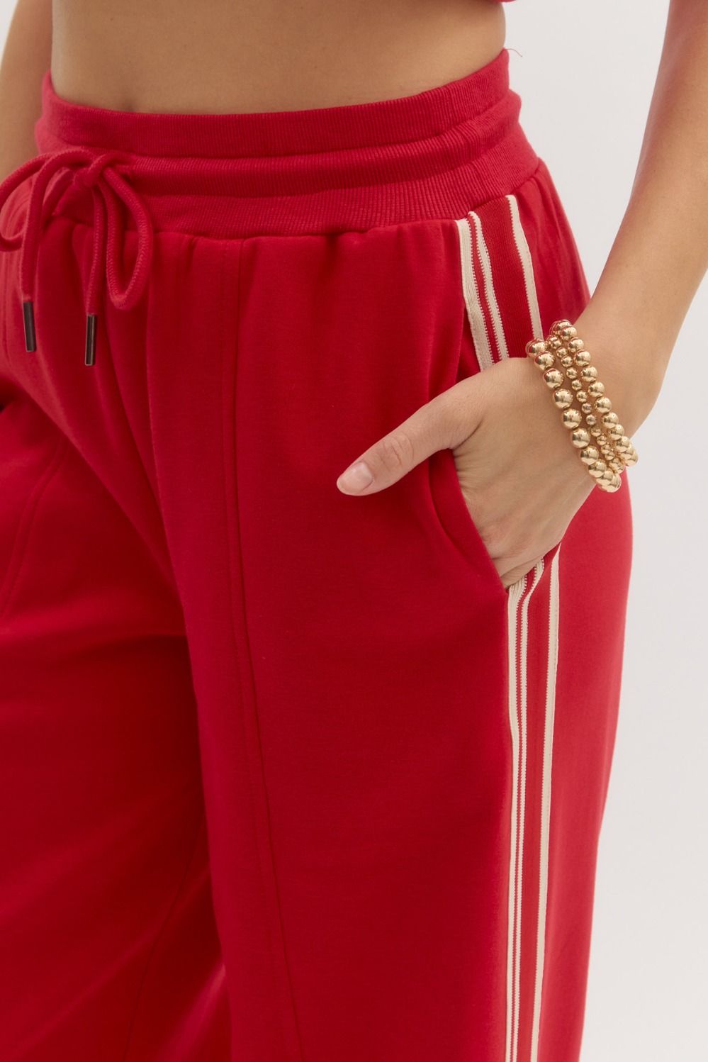 Red Jersey Wide Leg Joggers