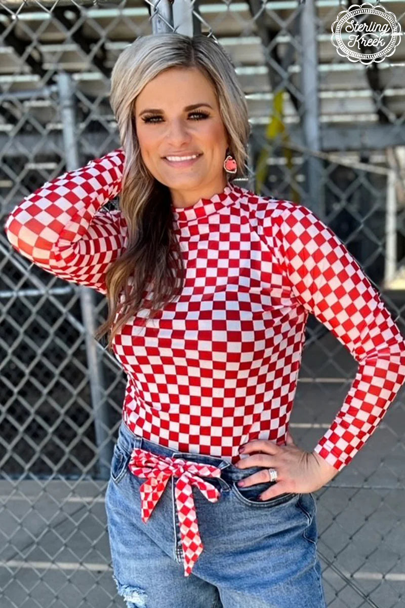 Red Pep Rally Mesh Top