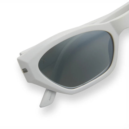 Sawtelle Glossy White Silver Mirror Polarized Sunglasses