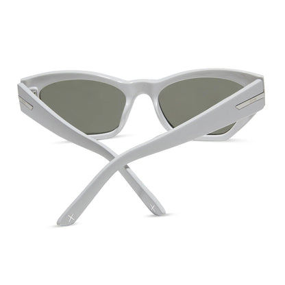 Sawtelle Glossy White Silver Mirror Polarized Sunglasses