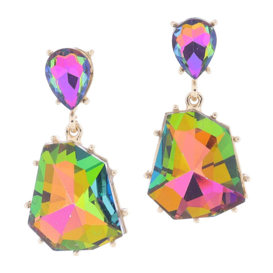 Multi-Colored Trapezoid Teardrop Earrings