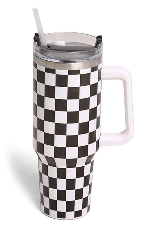 Black & White Checkered Tumbler