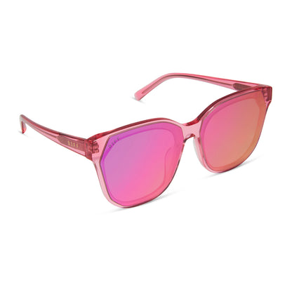 DIFF Gia Candy Pink Crystal + Pink Mirrored Lense Sunglasses