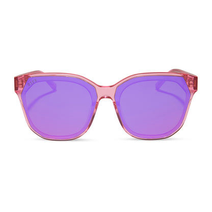 DIFF Gia Candy Pink Crystal + Pink Mirrored Lense Sunglasses