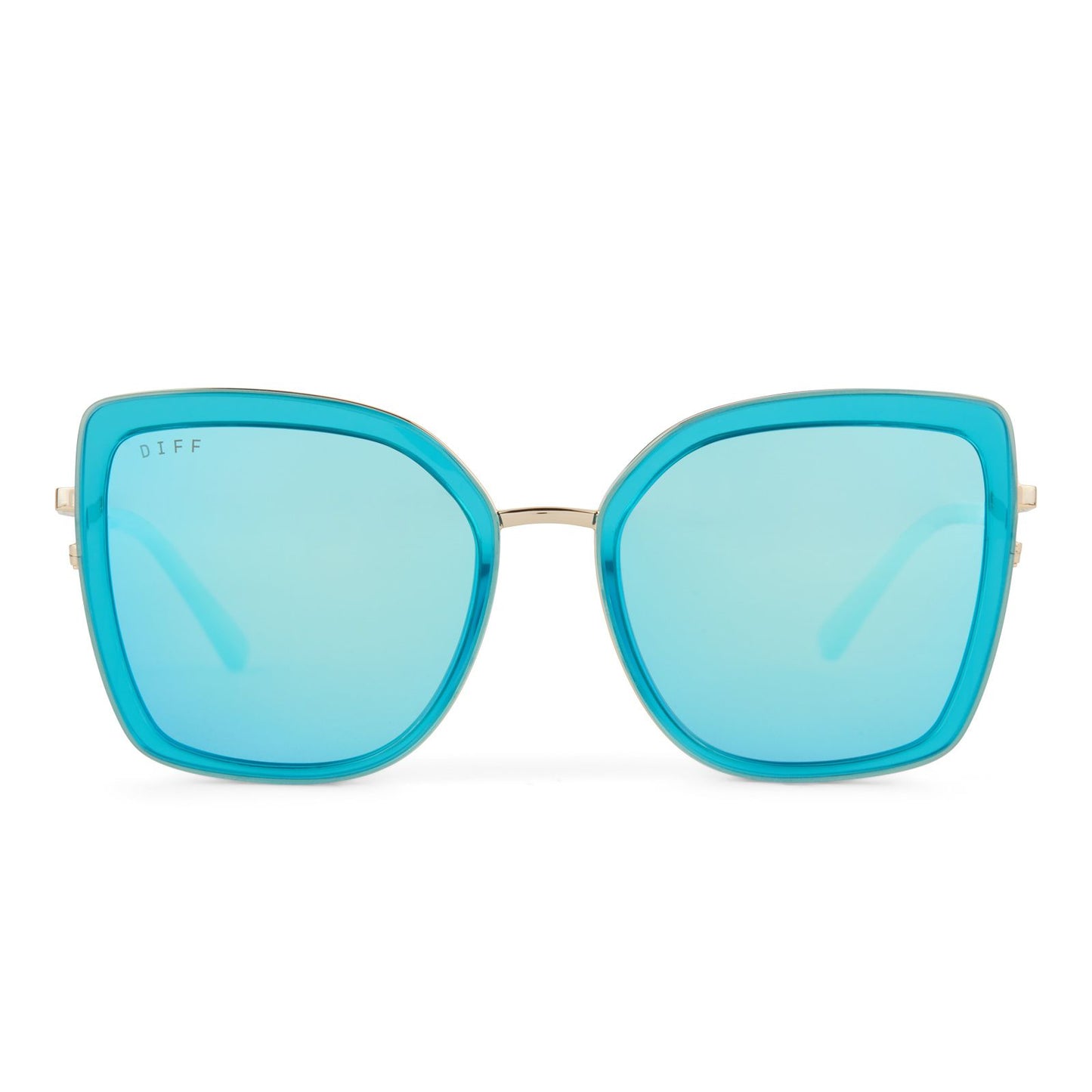 DIFF Clarisse Turquoise Ice Crystal + Ice Mirror Lense Sunglasses