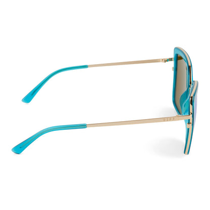 DIFF Clarisse Turquoise Ice Crystal + Ice Mirror Lense Sunglasses