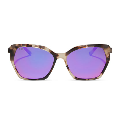 DIFF Vera Cream Tortoise + Pink Rush Mirror Sunglasses