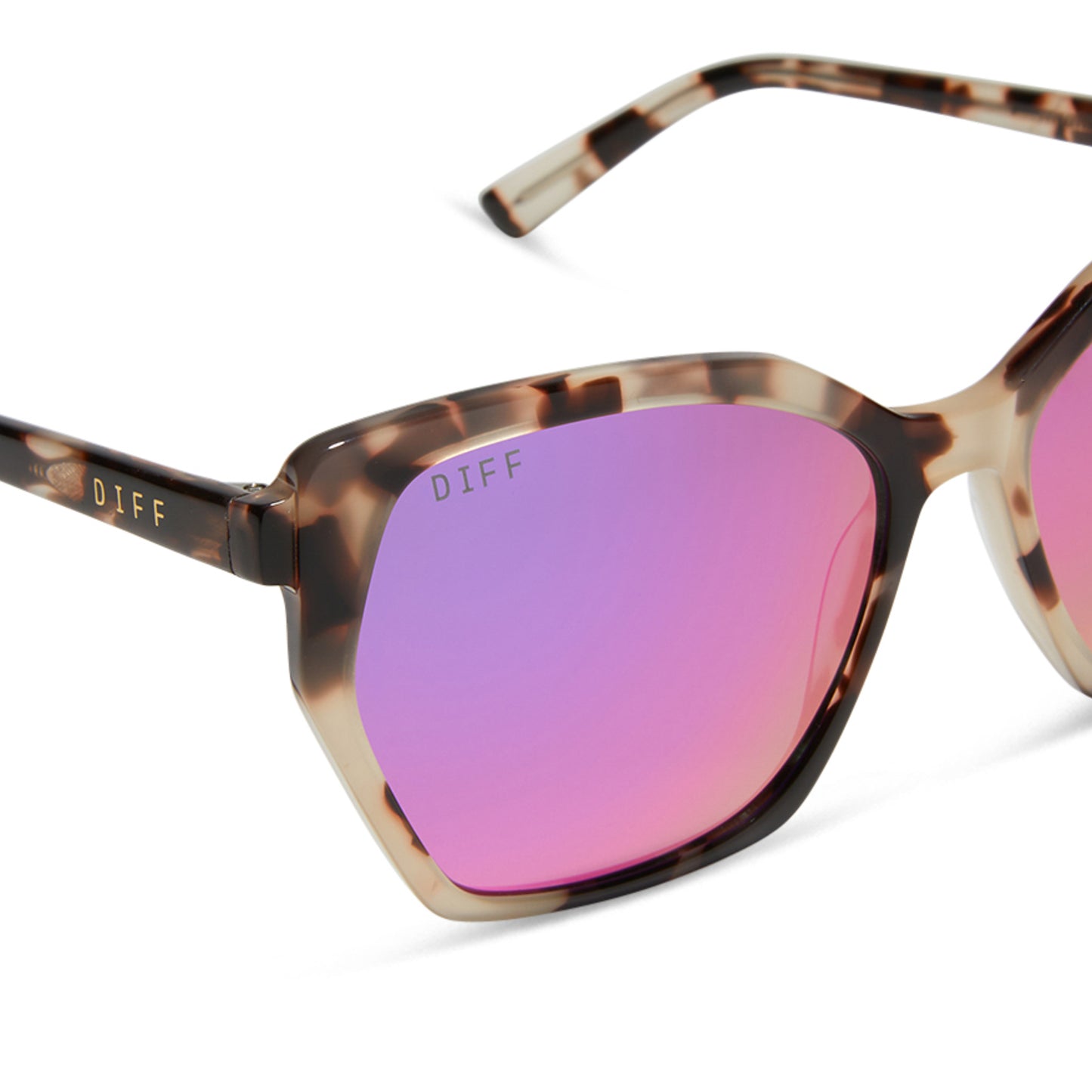 DIFF Vera Cream Tortoise + Pink Rush Mirror Sunglasses