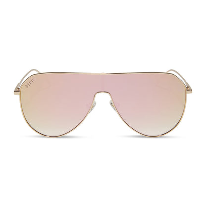 DIFF Dash Shield Gold + Taupe Flash Sunglasses