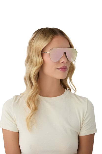 DIFF Dash Shield Gold + Taupe Flash Sunglasses