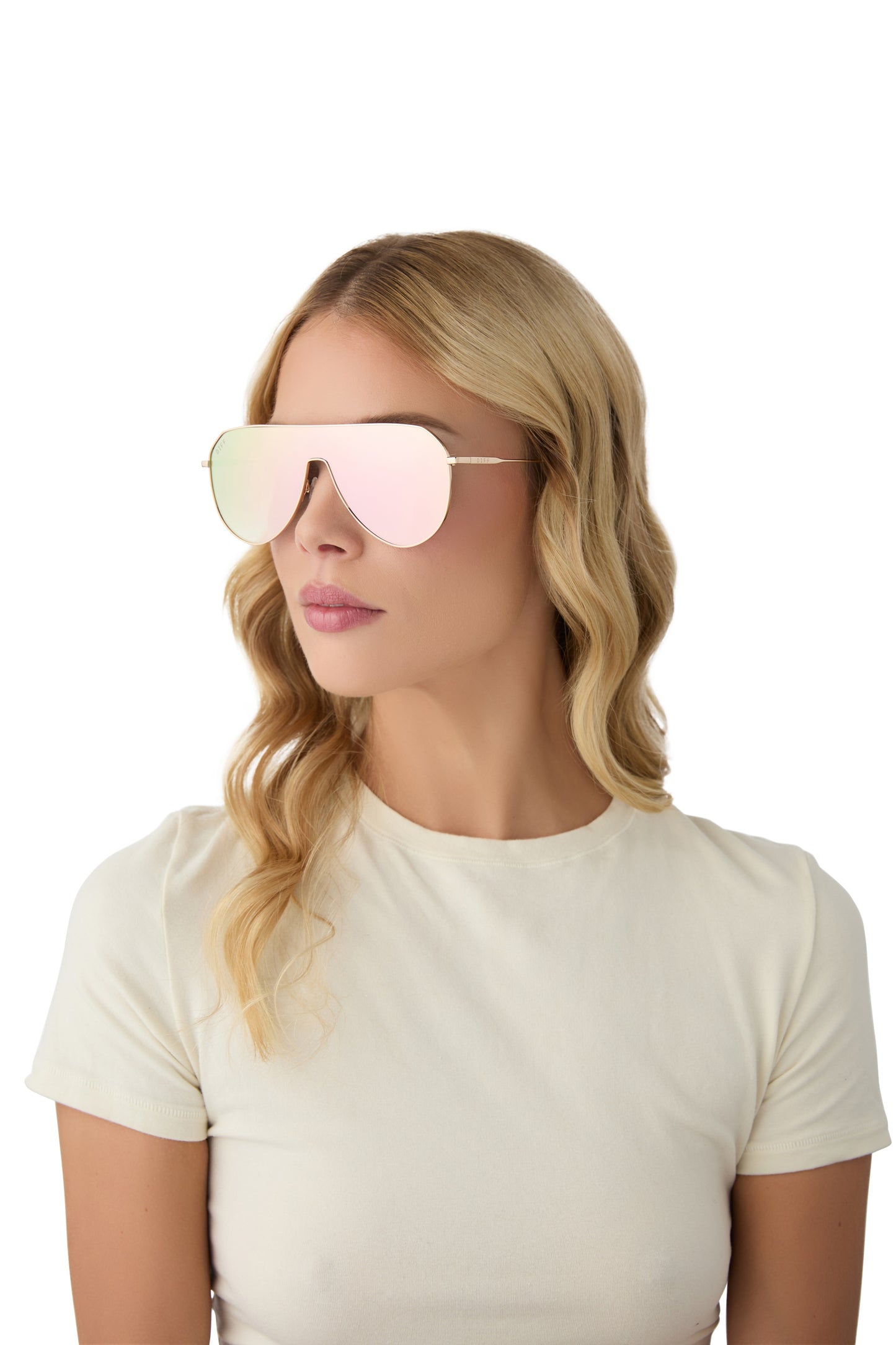 DIFF Dash Shield Gold + Taupe Flash Sunglasses