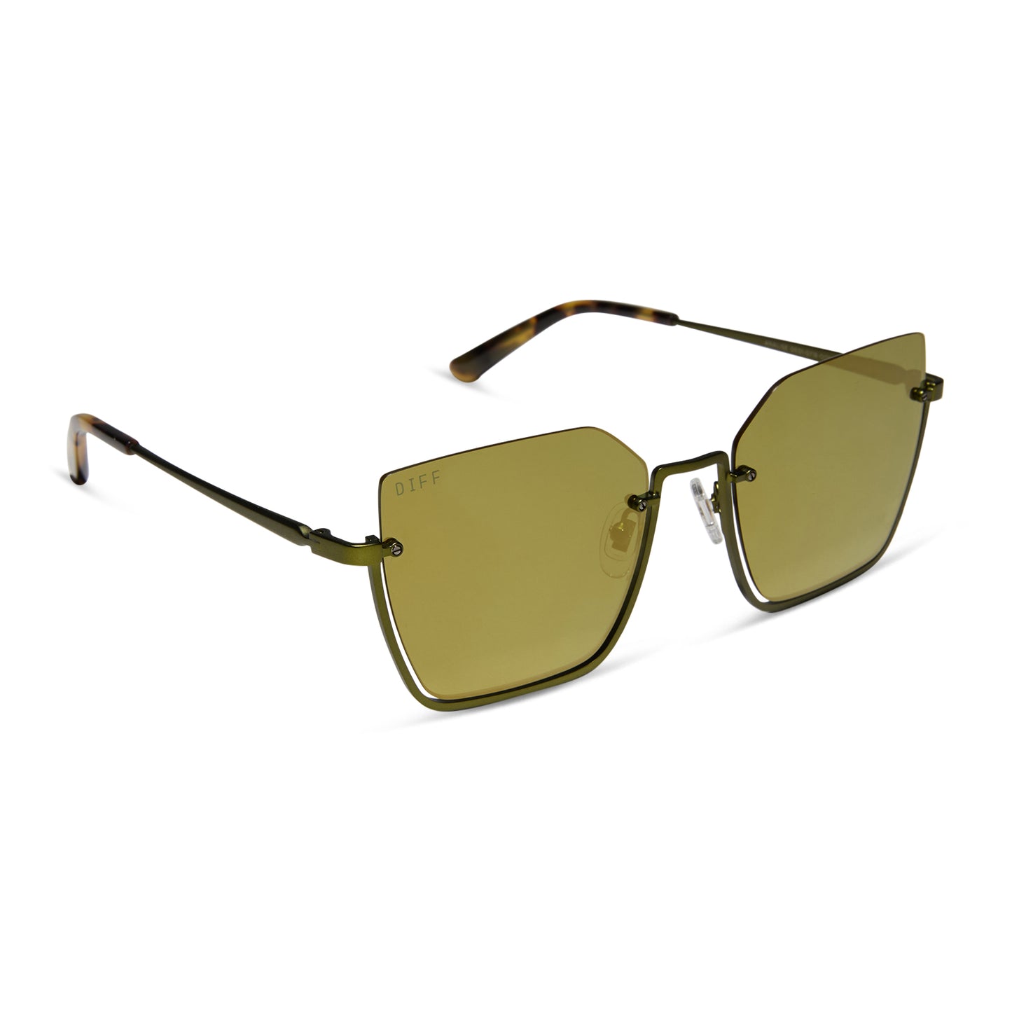 DIFF Analise Moss Metal with Brown Kombu Temple Tips + Moss Mirror Sunglasses