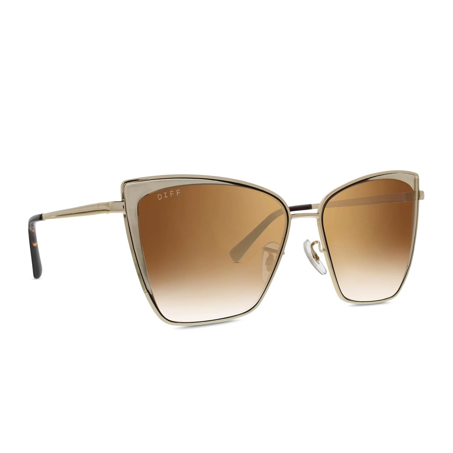 DIFF Becky Gold + Flash Brown Gradient Sunglasses