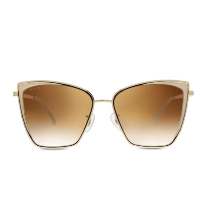 DIFF Becky Gold + Flash Brown Gradient Sunglasses