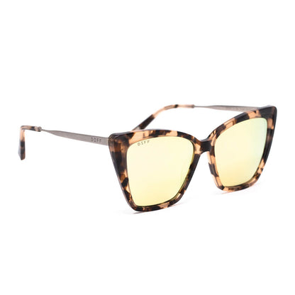 DIFF Becky II Himalayan Tortoise + Taupe Flash Mirror Polarized Sunglasses