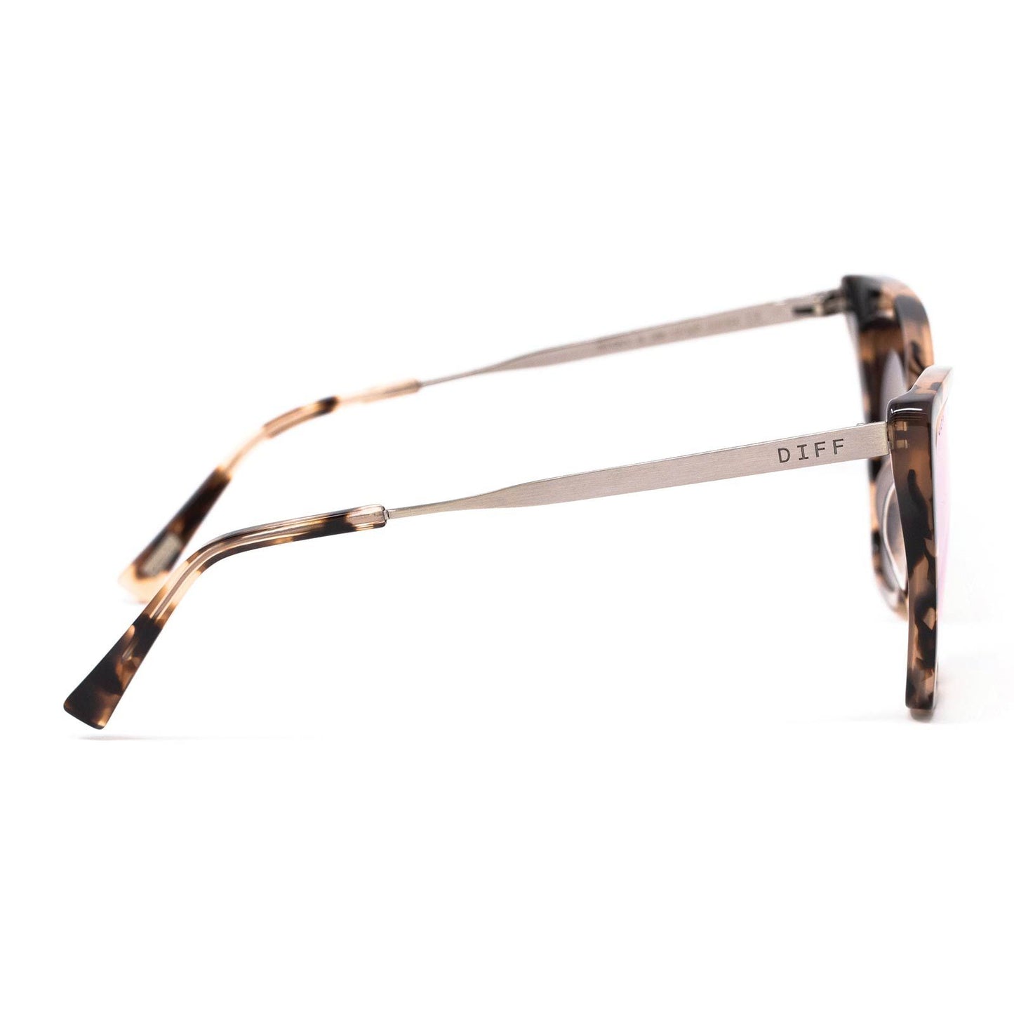 DIFF Becky II Himalayan Tortoise + Taupe Flash Mirror Polarized Sunglasses