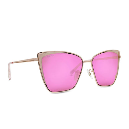 DIFF Becky Rose Gold + Pink Mirror Sunglasses