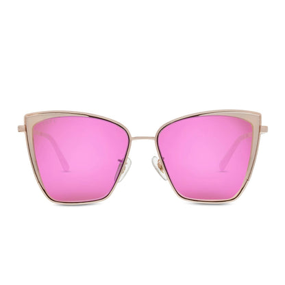 DIFF Becky Rose Gold + Pink Mirror Sunglasses