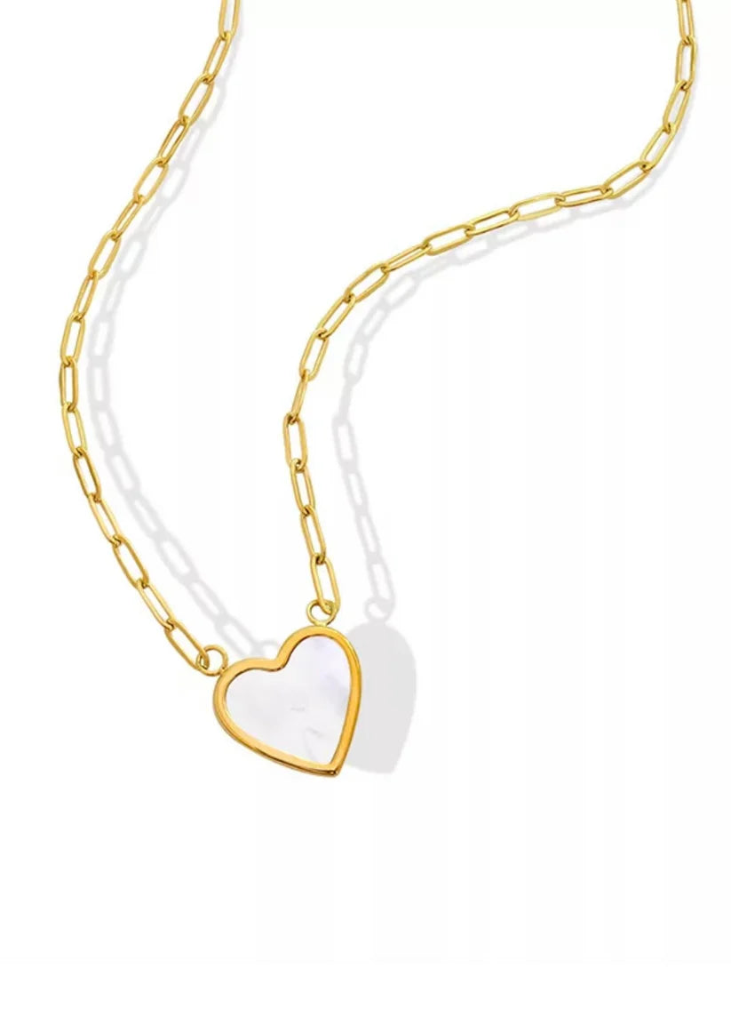 White Heart Necklace