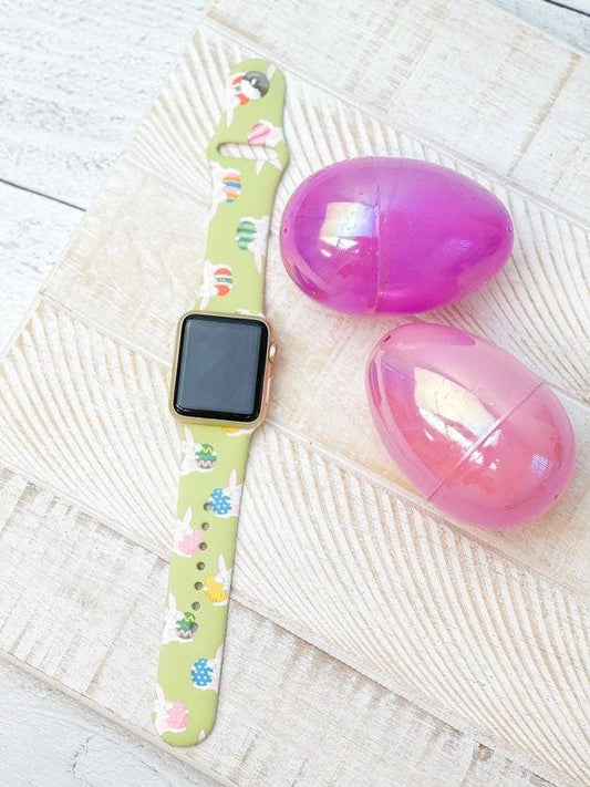 Bunny Egg Hunt Printed Silicone Smart Watch Band