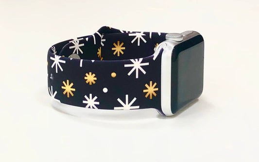 Black & Gold Snowflake Apple Watch Band - 38/40