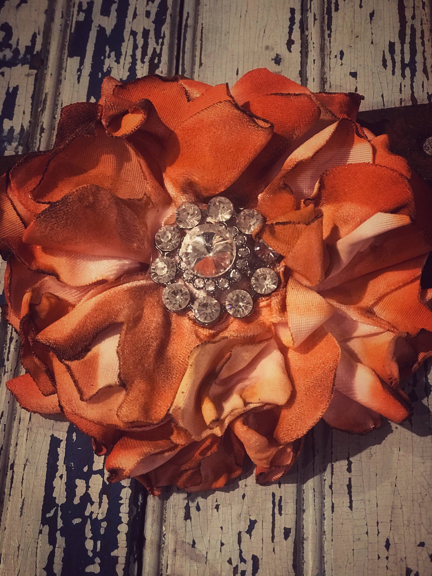 Rust Velvet Flower Pin