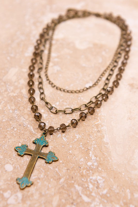 Sarah Patina Cross Necklace