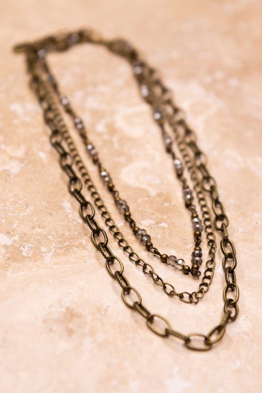 Cybil Antique Gold Triple Necklace