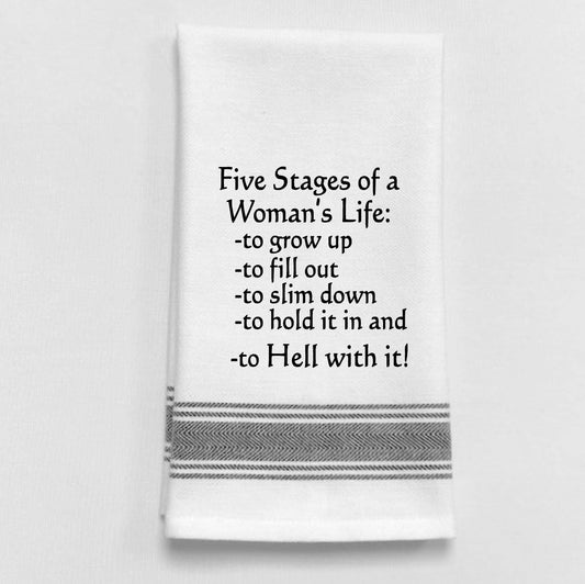 Five Stages Of A Woman's Life Tea Towel