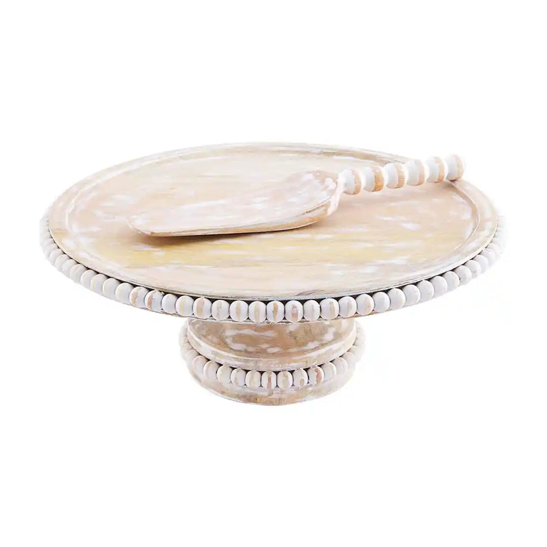 Wooden Beaded Cake Stand
