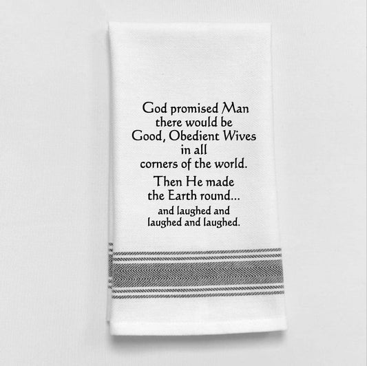 God Promised Man Tea Towel