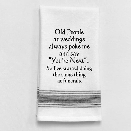 Old People At Weddings Tea Towel