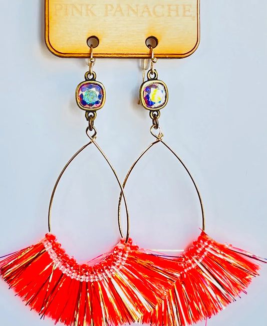 Orange Tinsel Earrings