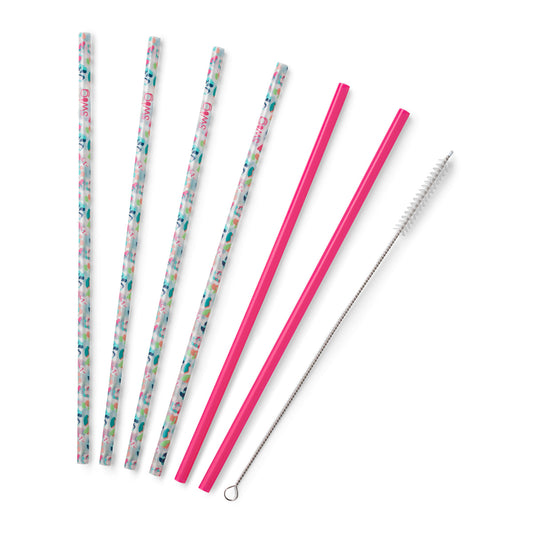 Swig Party Animal & Hot Pink Tall Straw Set