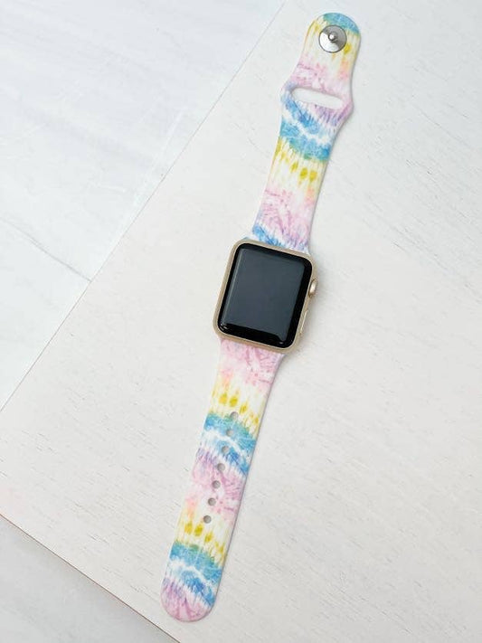 Light Pastel Tie Dye Printed Silicone Smart Watch Band