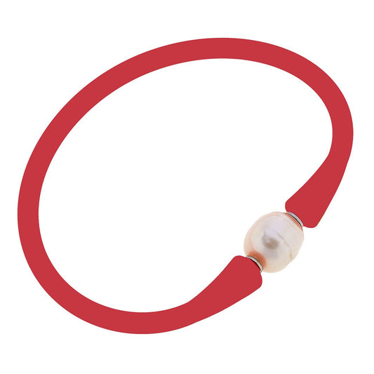 Bali Pearl Silicone Bracelet - Red