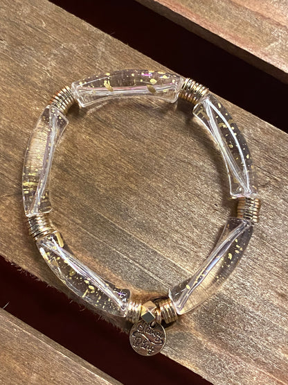 Clear & Gold Speckle Acrylic Bracelet