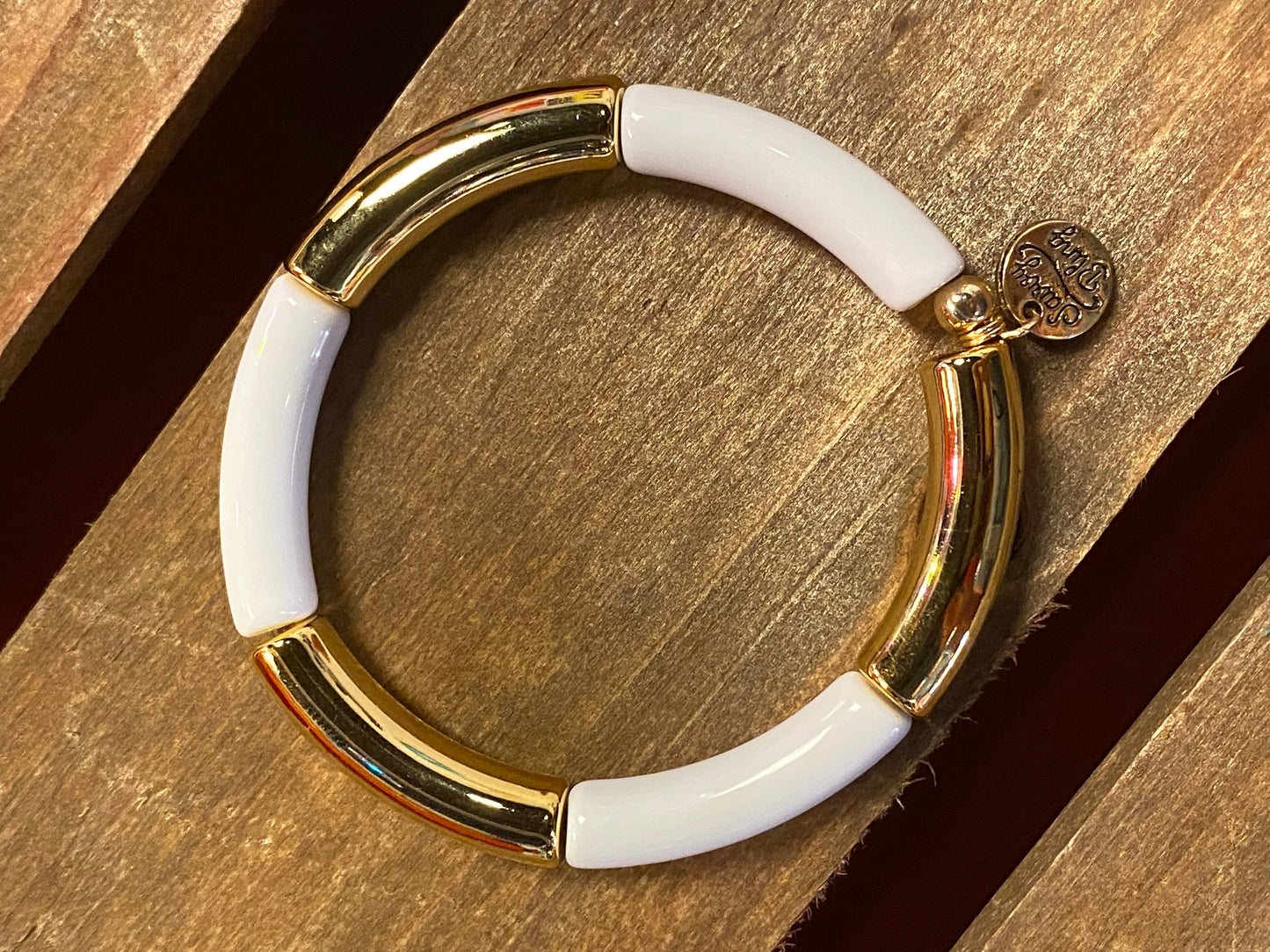 White & Gold Acrylic Bracelet