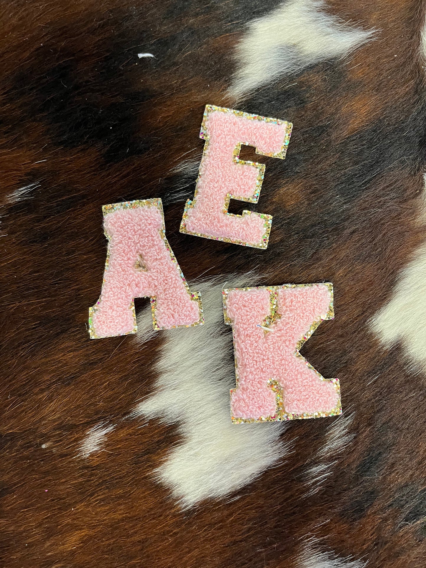 Pink Chenille Patch Personalized Letters
