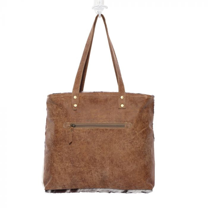 Multi Patch Cowhide Tote Bag