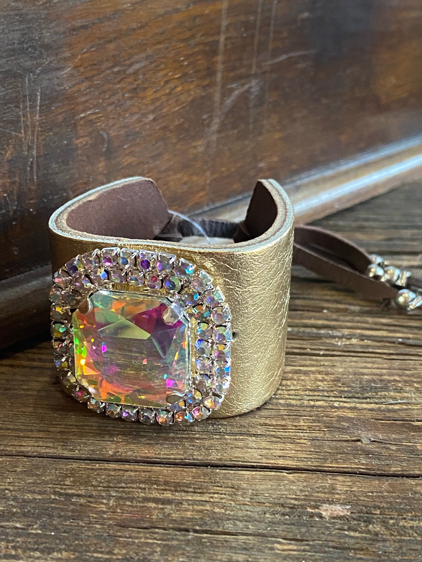 Gold Iridescent Leather Cuff