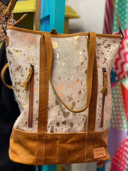 Acid Washed Conceal & Carry Cowhide Handbag