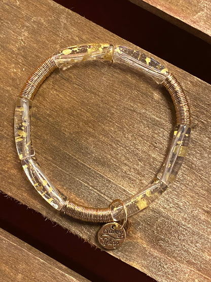 Clear & Gold Speckle Acrylic Bracelet