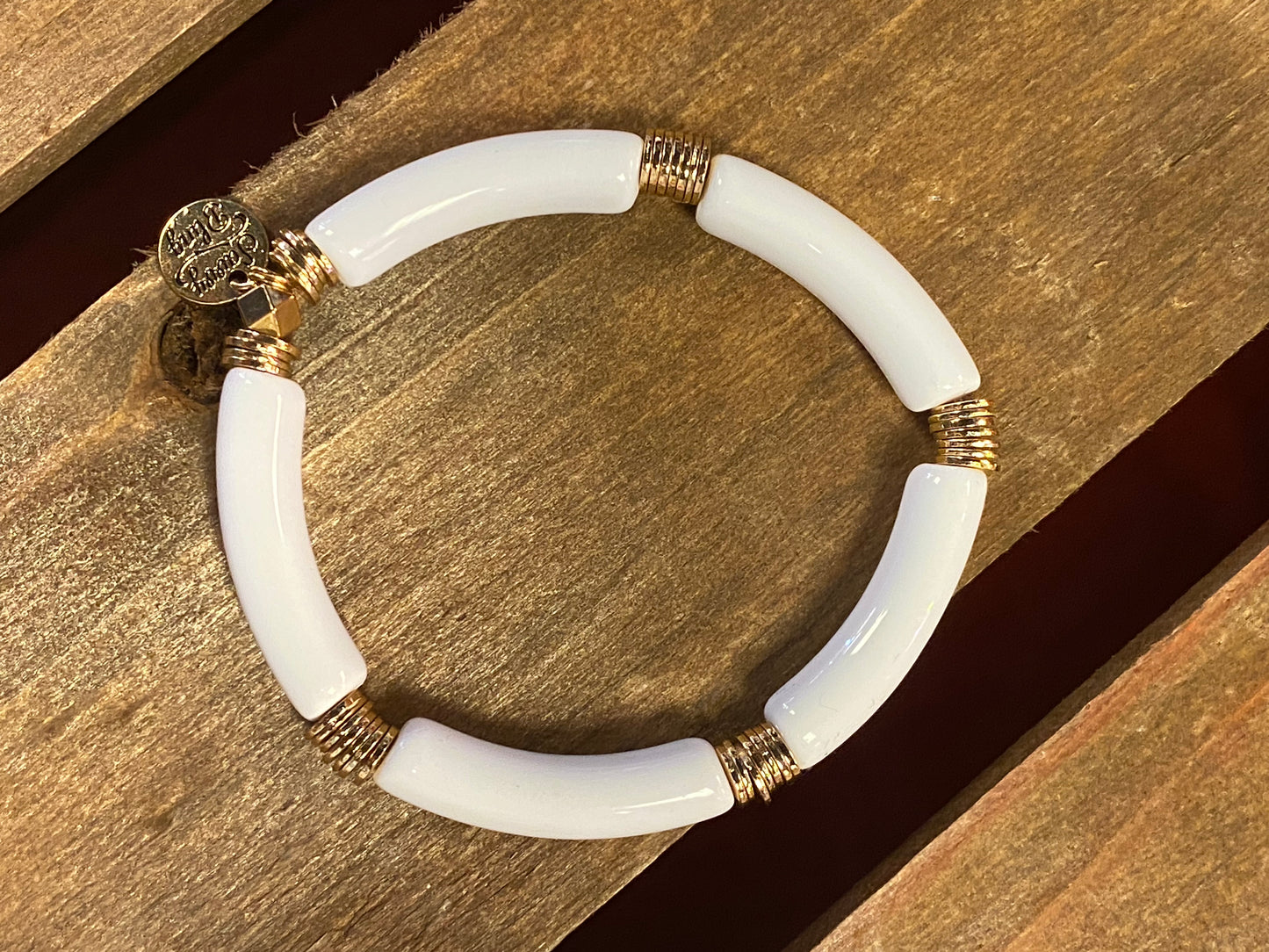 White & Gold Acrylic Bracelet