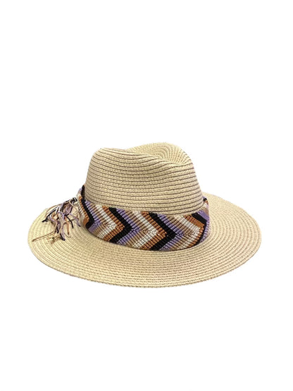 Wide Mexican Braided Hat Band - Lilac, Black, Brown, Cream, Tan