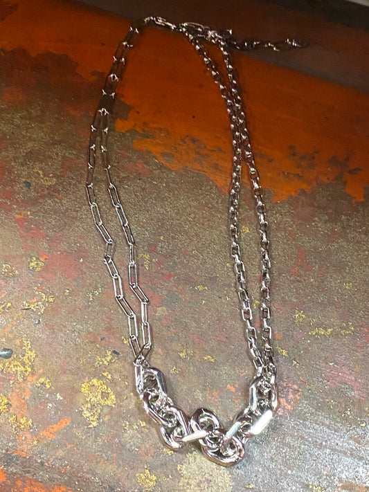 Double Silver Chunky Chain