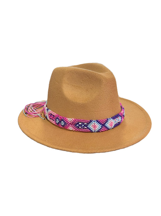 Thin Mexican Braided Hat Band-Magenta, Violet & Blue