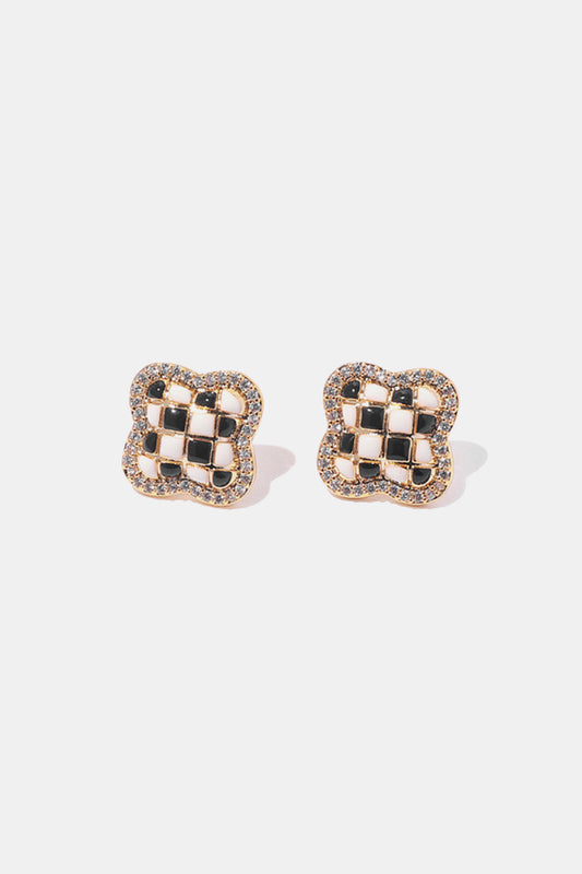 Rhinestone Checkered Earrings